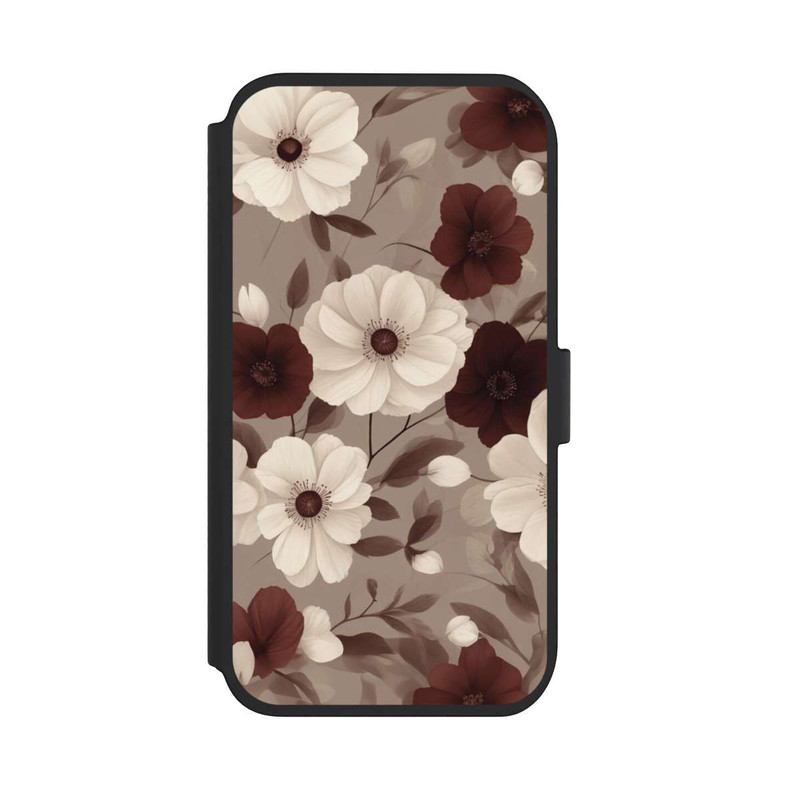 iPhone 11 NIVOflip Bordeaux Und Creme Blumen mit KI