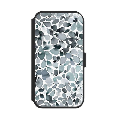 Apple iPhone 11 NIVOflip Eukalyptus Aquarell Blätter Grau