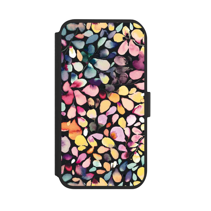 iPhone 11 NIVOflip Eukalyptus Aquarellblätter Schwarz