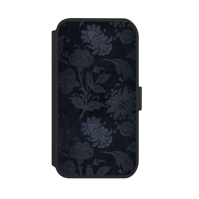 iPhone 11 NIVOflip  Silberne Blumen auf Samt