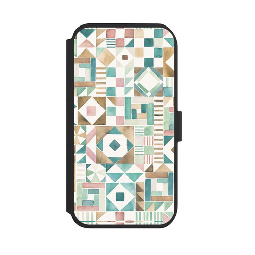 Apple iPhone 11 NIVOflip Geometric Blocks Retro Vintage Patchwork Green