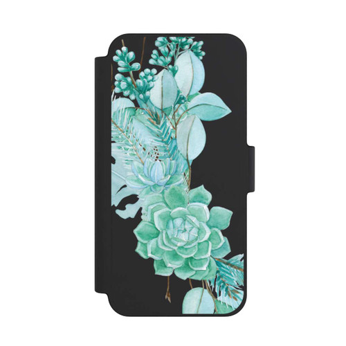 Apple iPhone 12 mini NIVOflip Sukkulenten Blumen Mintgrün Transparent