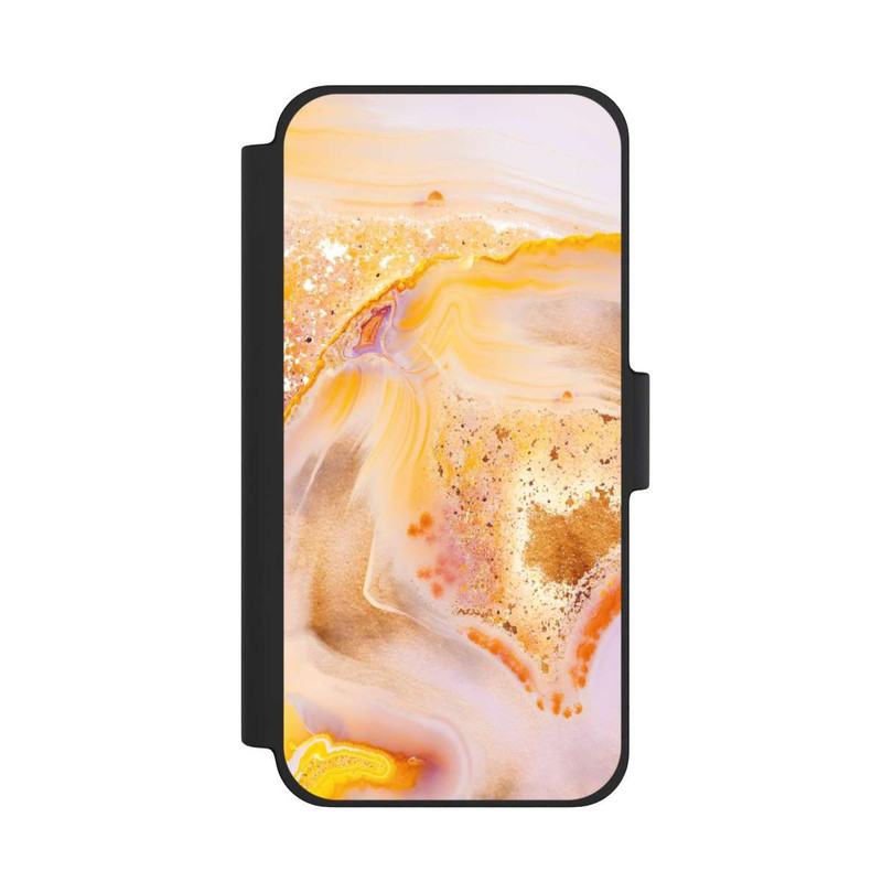 iPhone 12 mini NIVOflip Orangefarbener Glitzer Marmorlook