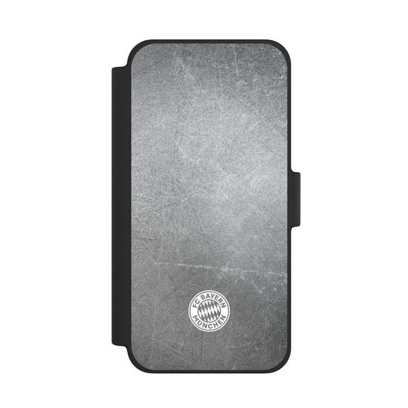 iPhone 12 mini NIVOflip Klassisches FCB Logo Klein - Weiß auf Metalllook