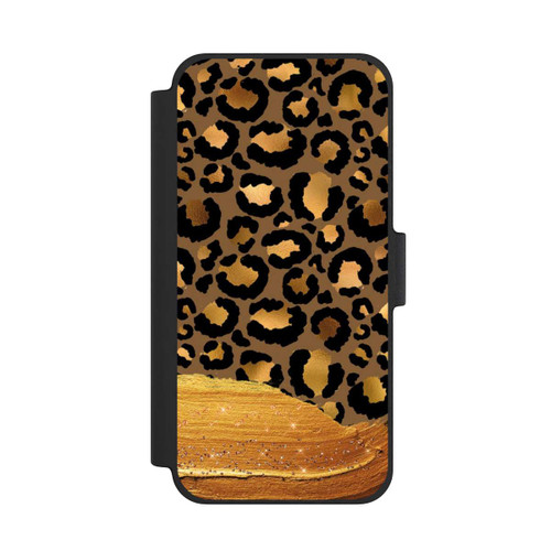 Apple iPhone 12 mini NIVOflip Look pailleté léopard doré foncé