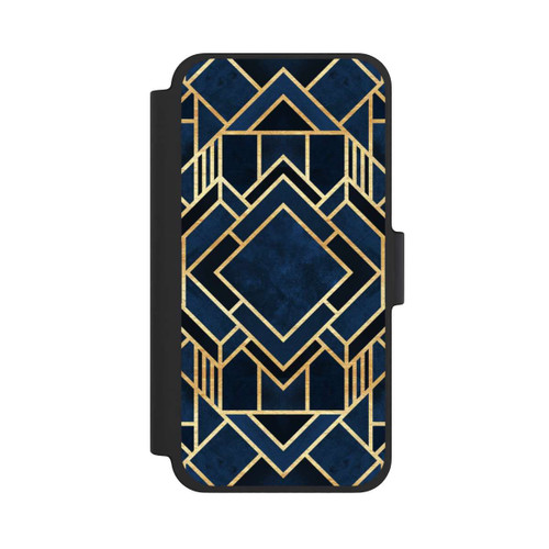 Apple iPhone 12 mini NIVOflip Kunst Deko Blau Golddruck