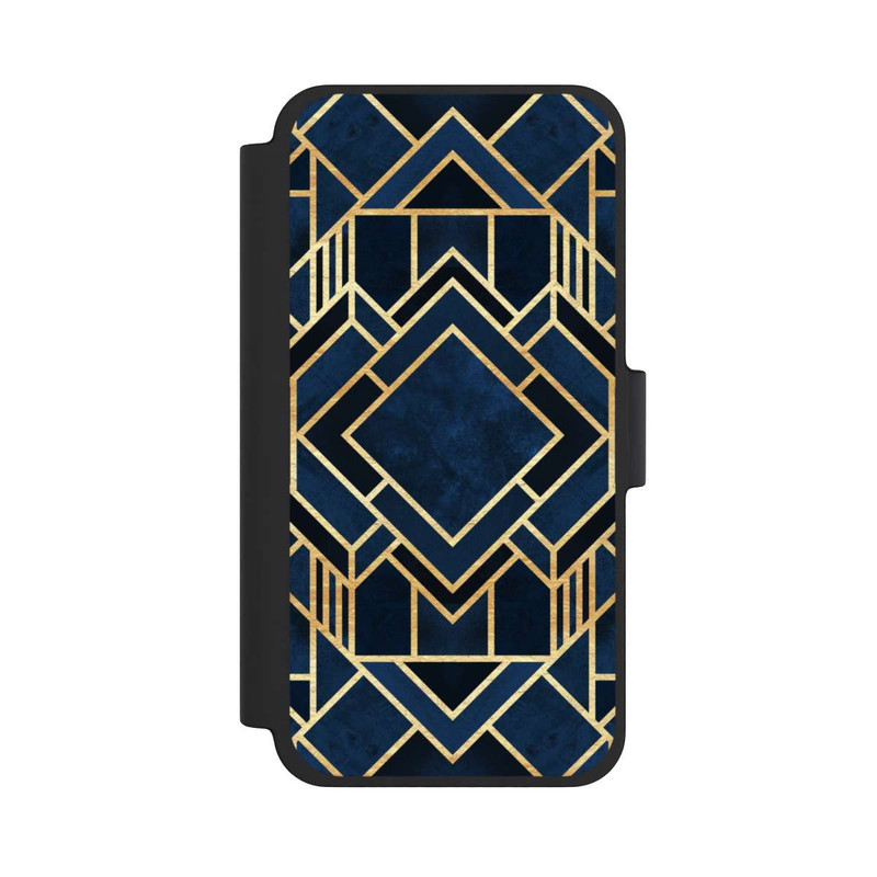 iPhone 12 mini NIVOflip Kunst Deko Blau Golddruck