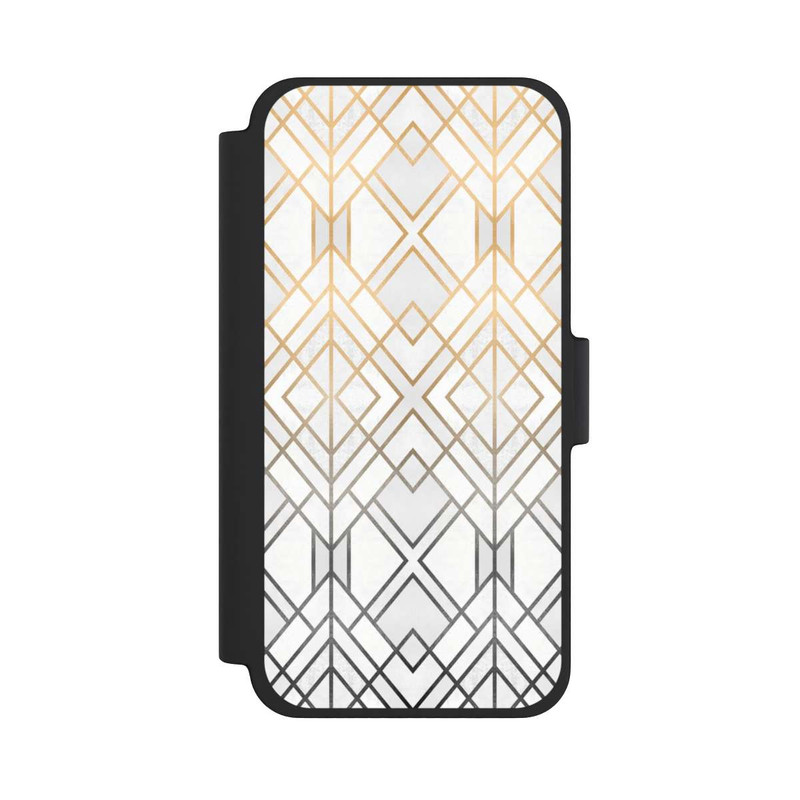iPhone 12 mini NIVOflip Gold und Grauer Geo Golddruck