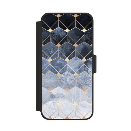 Apple iPhone 12 mini NIVOflip Blue Hexagons And Diamonds Gold Print