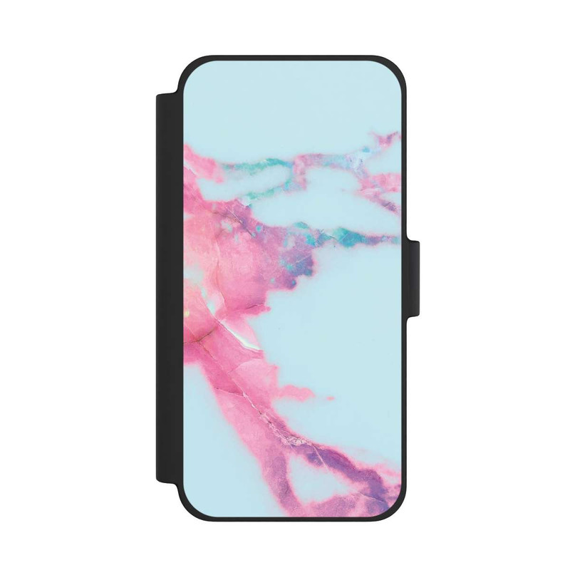 iPhone 12 mini NIVOflip Marbre veiné irisé bleu clair