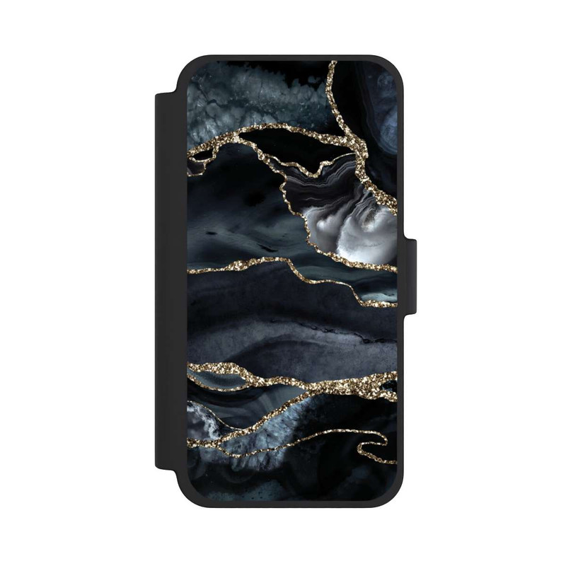 iPhone 12 mini NIVOflip Dunkler Marmor Gold Glitzerlook