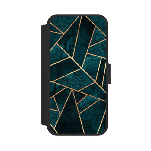 Apple iPhone 12 mini NIVOflip Tief Blaugrün Stein Gold Druck