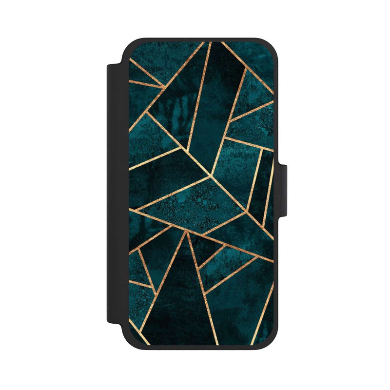 iPhone 12 mini NIVOflip Tief Blaugrün Stein Gold Druck