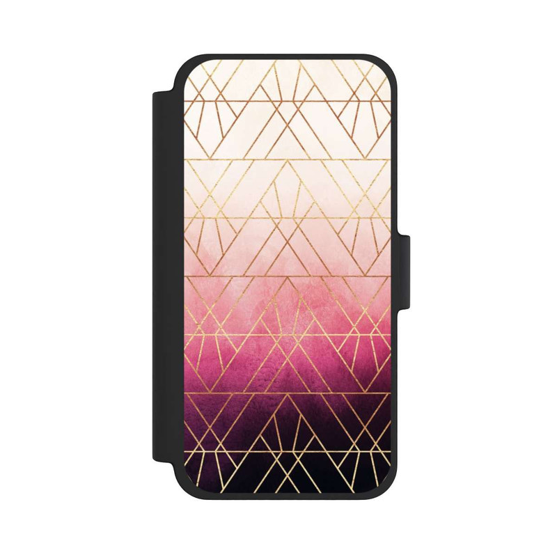 iPhone 12 mini NIVOflip Pink Ombre Dreiecke Golddruck