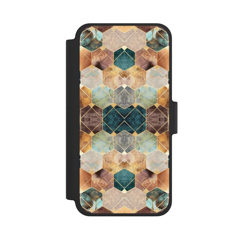 iPhone 12 mini NIVOflip Naturfarbene Sechsecke und Diamanten