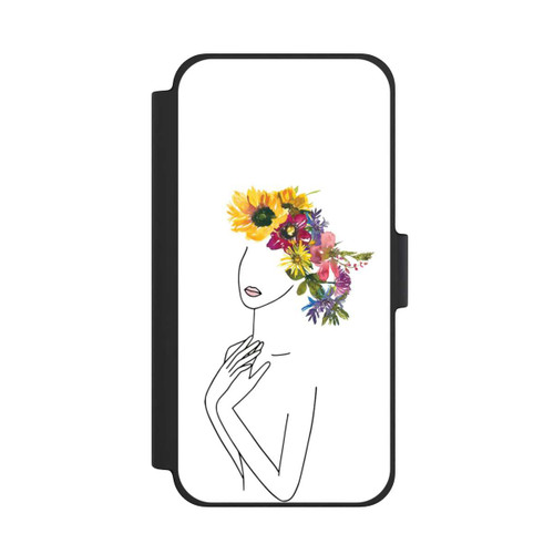 Apple iPhone 12 mini NIVOflip Line Art Frau mit Blumenkrone