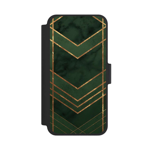 Apple iPhone 12 mini NIVOflip Dunkelgrün gemustert Goldene Streifen