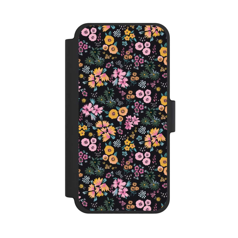 iPhone 12 mini NIVOflip Kleine bunte Blumen Schwarz 2