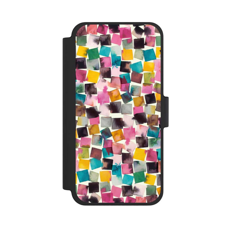iPhone 12 mini NIVOflip Aquarell geometrische Plaids rosa