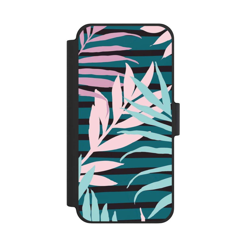 iPhone 12 mini NIVOflip Pastell-Dschungelblätter rosa blaugrün