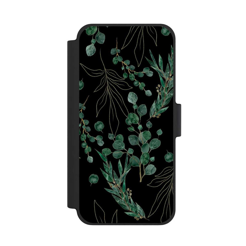 iPhone 12 mini NIVOflip Feuilles d'Eucalyptus Fond Noir