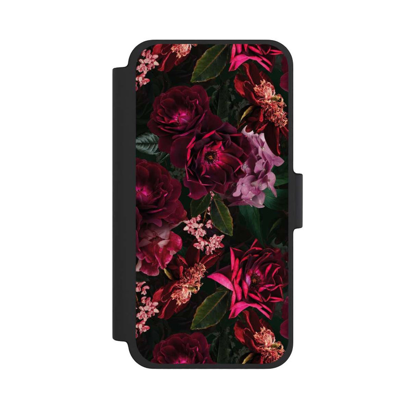 iPhone 12 mini NIVOflip Dunkelrote und rosa Blüten