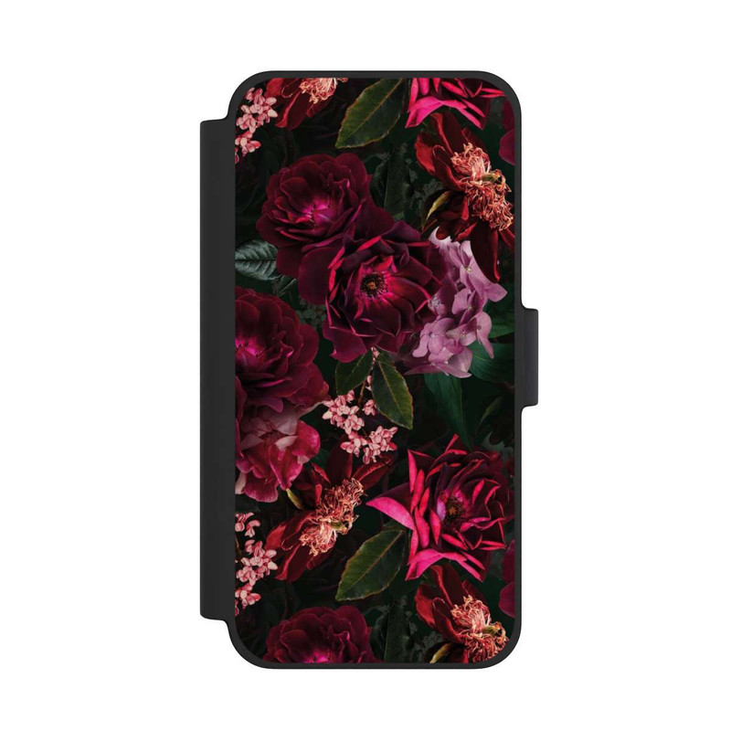 iPhone 12 mini NIVOflip Fleurs rouge foncé et roses