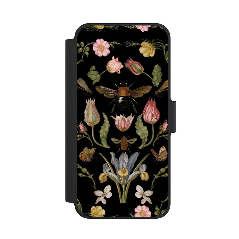 iPhone 12 mini NIVOflip Wildblumen und Biene Schwarz