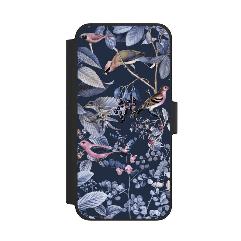 iPhone 12 mini NIVOflip Oiseaux et Baies Bleu