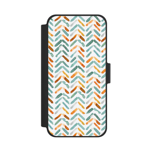 Apple iPhone 12 mini NIVOflip Elegantes Herbstchevron Blau Orange