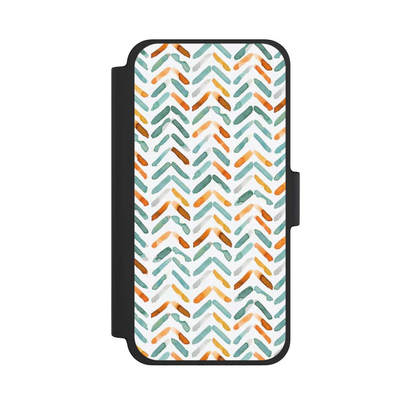 iPhone 12 mini NIVOflip Elegant Fall Chevron Blue Orange