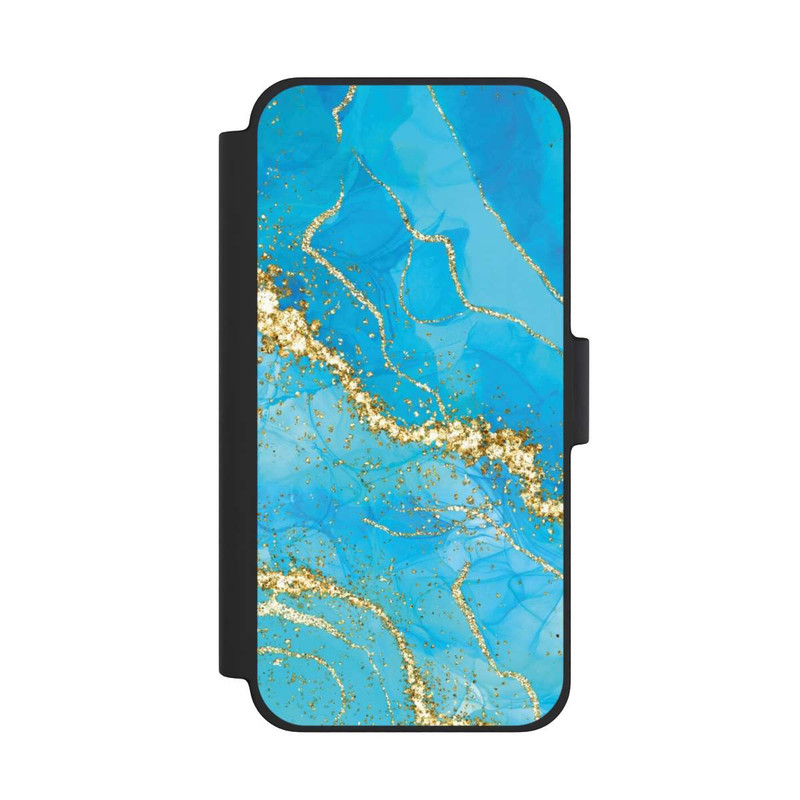 iPhone 12 mini NIVOflip Türkis-goldene Tapete