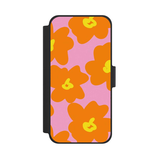 Apple iPhone 12 mini NIVOflip Retro Blumenmuster Pink und Orange