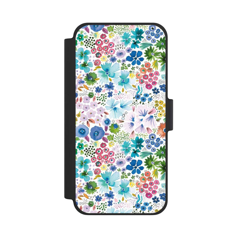 iPhone 12 mini NIVOflip Kunstvolle kleine Frühlingsblumen blau