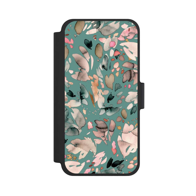 iPhone 12 mini NIVOflip Abstrakte Blumenblätter grün