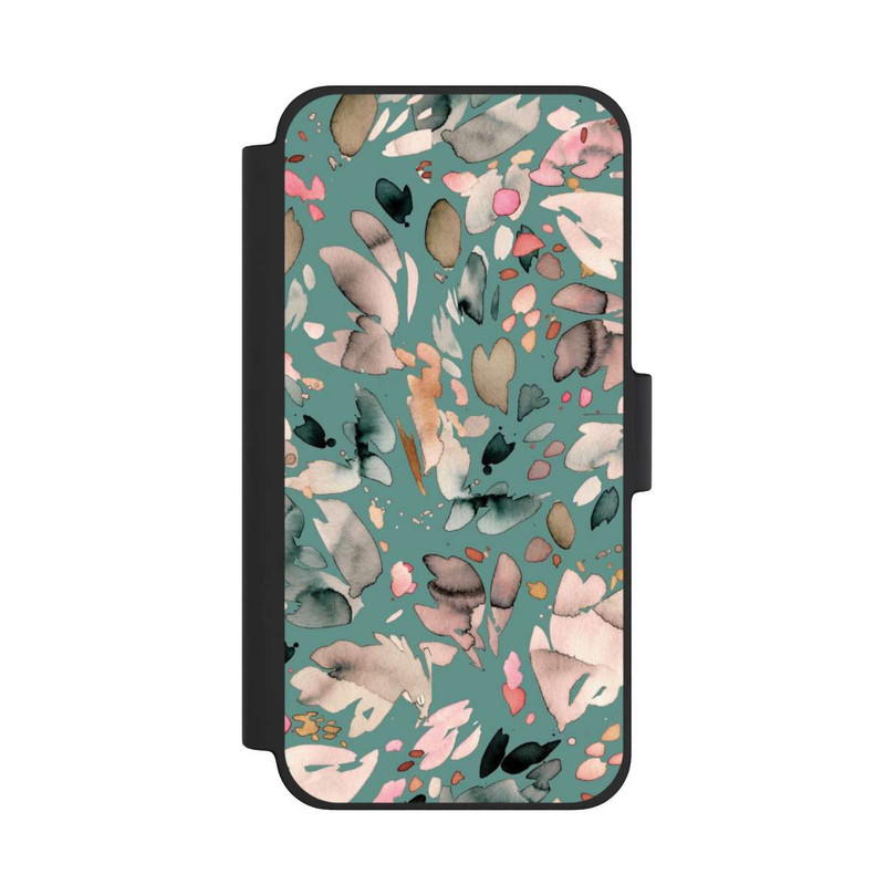 iPhone 12 mini NIVOflip Fleurs abstraites, pétales vert
