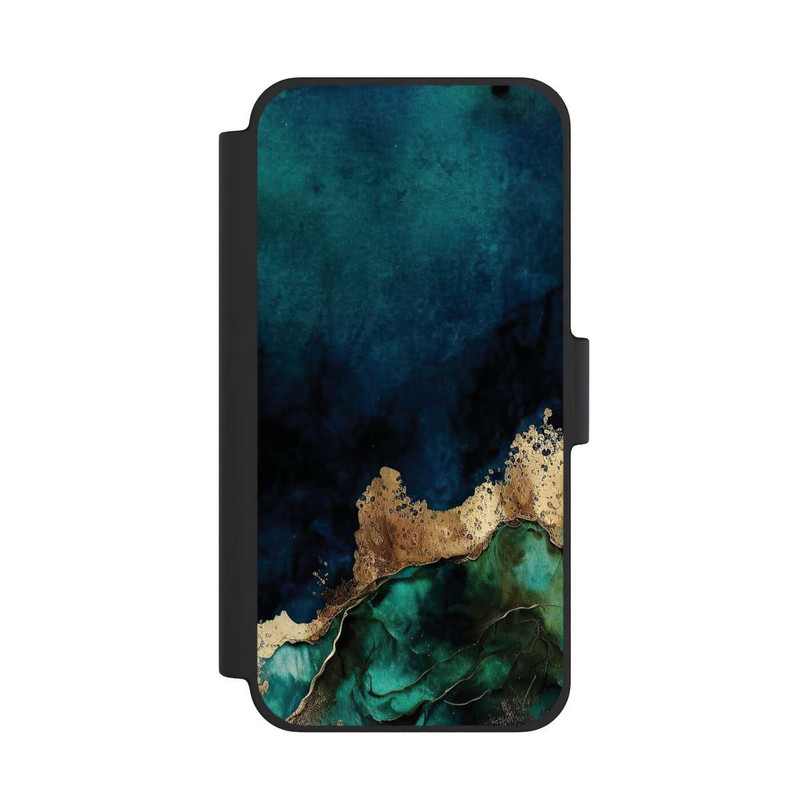 iPhone 12 mini NIVOflip Petrolblau mit Gold