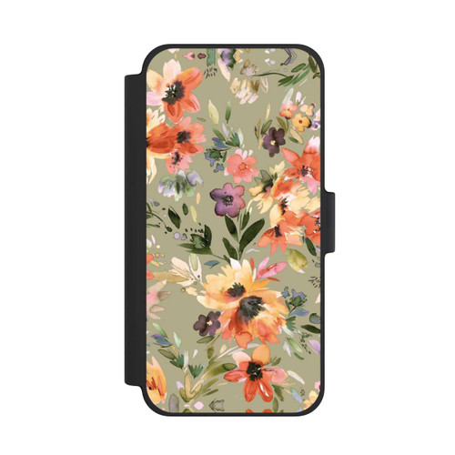 Apple iPhone 12 mini NIVOflip Fleurs tropicales picturales vert sauge