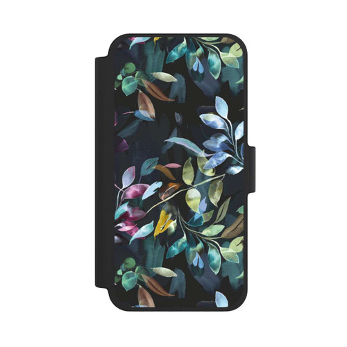Apple iPhone 12 mini NIVOflip Mystische Aquarellblätter schwarz