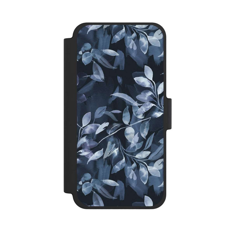 iPhone 12 mini NIVOflip Mystische Aquarellblätter marineblau