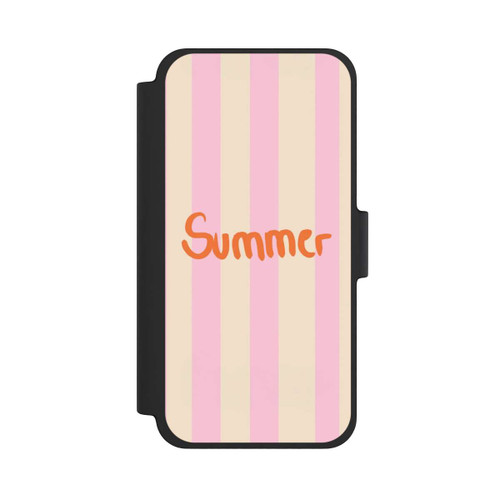 Apple iPhone 12 mini NIVOflip Summer- Rosa und Orange Streifen Hintergrund