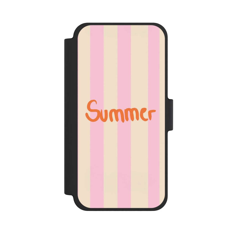 iPhone 12 mini NIVOflip Summer- Rosa und Orange Streifen Hintergrund