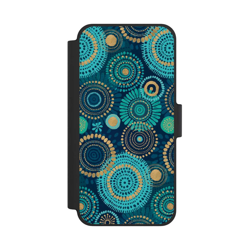 iPhone 12 mini NIVOflip Blockprint India Teal Gold