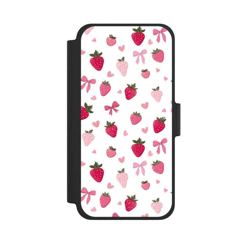 iPhone 12 mini NIVOflip Erdbeer Herz Schleifen Muster Pink