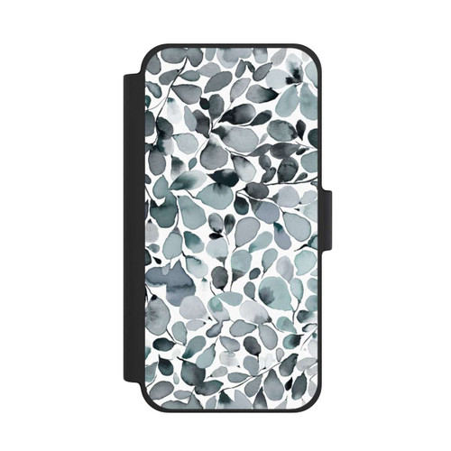 Apple iPhone 12 mini NIVOflip Eukalyptus Aquarell Blätter Grau