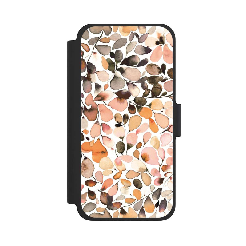iPhone 12 mini NIVOflip Eukalyptus Aquarellblätter Dunkelbraun Herbst