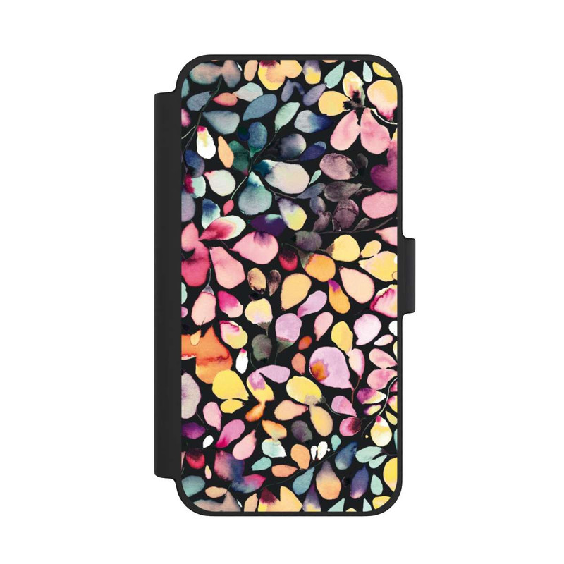 iPhone 12 mini NIVOflip Eucalyptus Watercolor Leaves Black