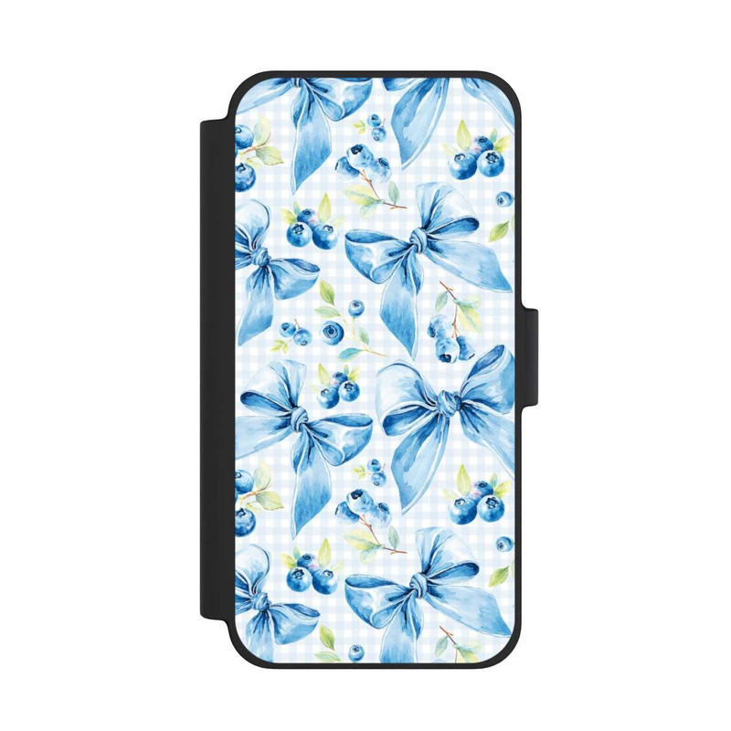 iPhone 12 mini NIVOflip Blaue Schleifen und Blaubeeren mit KI