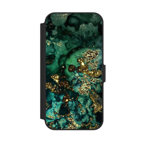 Apple iPhone 12 NIVOflip Cyan Glitzer Marmorlook
