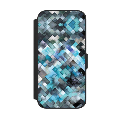 Apple iPhone 12 NIVOflip stimmungsvolles geometrisches Muster blau